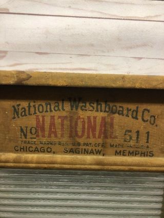 VTG ATLANTIC No 511 National Washboard Co.  WOOD GLASS RUSTIC FARMHOUSE PRIMITIVE 7