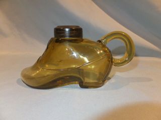 Scarce 1868 Atterbury Amber shoe Miniature oil lamp 2