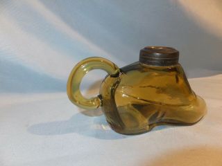 Scarce 1868 Atterbury Amber shoe Miniature oil lamp 3