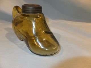 Scarce 1868 Atterbury Amber shoe Miniature oil lamp 8