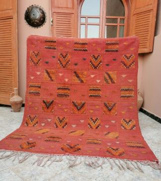 Handmade Moroccan Vintage Wool Rug Bohemian Berber Rug 5 