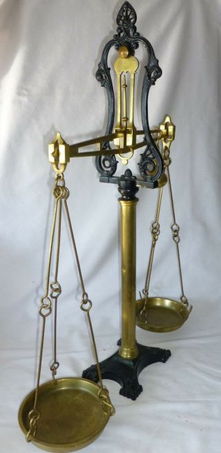 19th c English Brass & Wrought Iron Balance Class C Table Scale Hunt & Co London 5