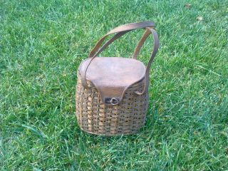Very Rare Primitive Wooden Wicker Basket