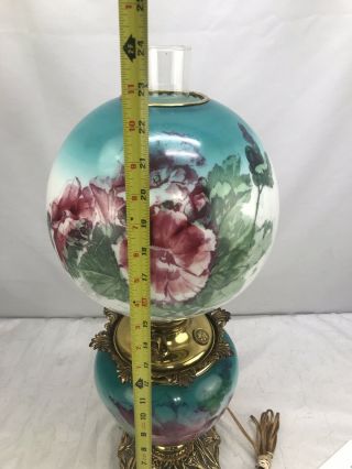 Antique Victorian Banquet Oil Lamp Hand Painted GWTW Gone with the Wind Parlor 6