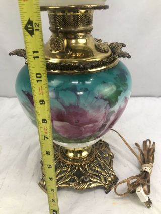 Antique Victorian Banquet Oil Lamp Hand Painted GWTW Gone with the Wind Parlor 7