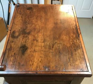 Antique Country Store Display Clark’s Six Drawer Spool Cabinet Bird & Pine Cone 7