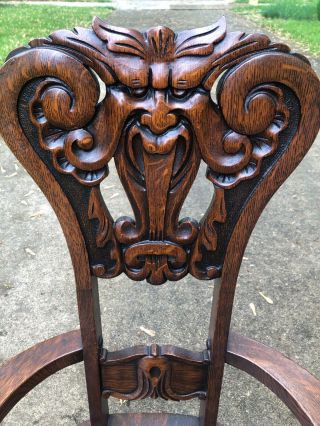Early 20th Century Green Man Chair - Oak - Made In Michigan 2
