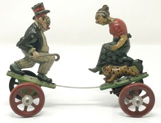 Vintage 1924 Maggie & Jiggs Fighting Tin Litho Wind Up Toy Scp