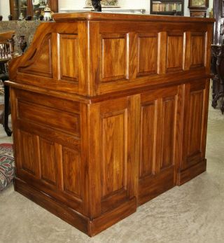 American Stunning Antique S Curve Golden Oak RollTop Paneled Desk C1930 9