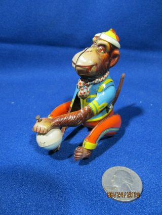 Vintage Tin Litho Windup Monkey Made In Us Zone Germany