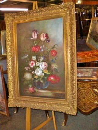 Superbly Framed Oil Painting Flowers