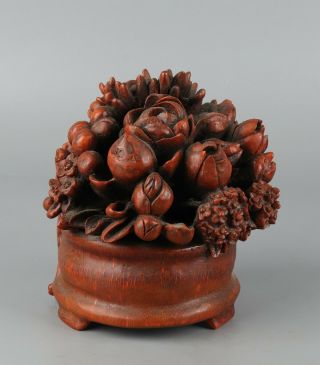 Chinese Exquisite Hand - Carved Flower Carving Bamboo Statue