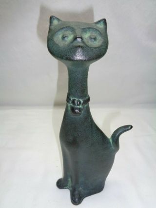 Vtg Cast Iron Cat Sculpture Door Stop art deco mcm danish modern metal art decor 7