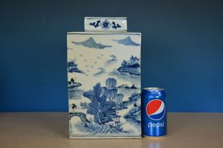 Rare Antique Chinese Blue And White Porcelain Vase Tea Jar Marked Kangxi G1655