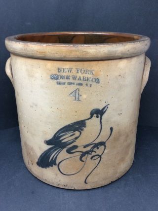 Antique York Stoneware Crock 4 Gallon 19th Century