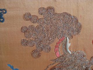 Fine Old Antique Chinese Hand Embroidered Silk Tapestry Panel Embroidery Foo Dog 5