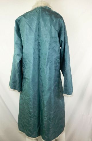 Antique Chinese Robe Coat Fortune Wan Bat Symbol Knot Qing Winter Fur Brocade 2
