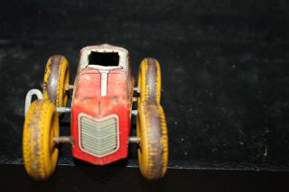 Vintage Tin Marx 7 Midget Wind Up Toy Racer Red Yellow 