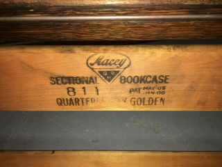 Macey Sectional Bookcase Quartered Oak Golden 4 Shelves,  Base,  & Cap 10