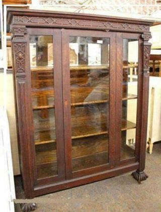 Vintage Oak China Cabinet Or Curio Cabinet
