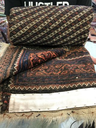 Auth: Antique Tribal Baluchistan Rug Rare Striped Organic Collectible 4x6 NR 10