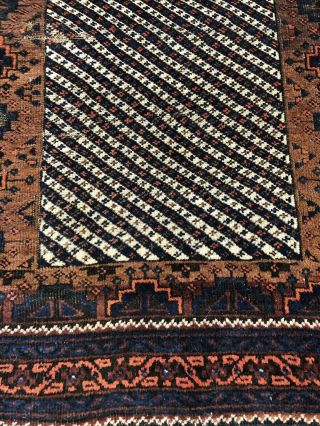 Auth: Antique Tribal Baluchistan Rug Rare Striped Organic Collectible 4x6 Nr