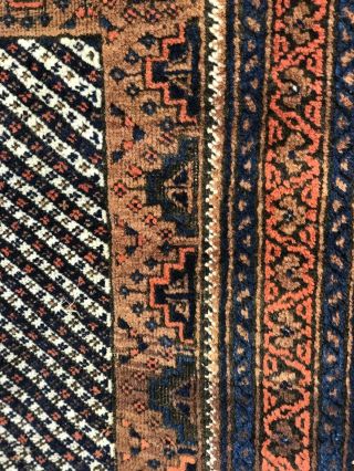 Auth: Antique Tribal Baluchistan Rug Rare Striped Organic Collectible 4x6 NR 2