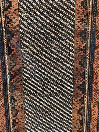Auth: Antique Tribal Baluchistan Rug Rare Striped Organic Collectible 4x6 NR 6