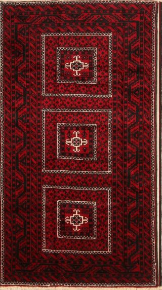 One - Of - A - Kind Geometric Tribal Balouch Persian Hand - Knotted 4x7 Wool Area Rug