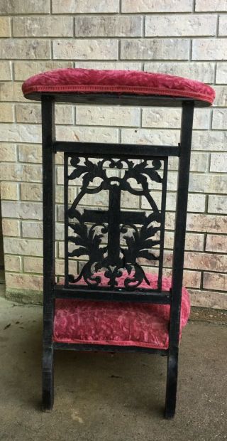 Antique Hand Carved Cross Wooden Prayer Chair