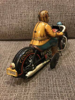 12” Japan Tin 1955 Friction Condor Motorcycle Toy Yonezawa Harley - Davidson 3