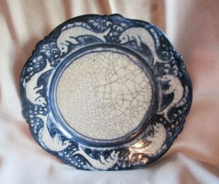 Very Rare Early Dedham Pottery Dolphin Lotus Edge 8.  75 " Plate: