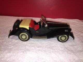 Rare Vintage 1954 Bandai MG TF Midget Friction Tin Toy Car Black 9