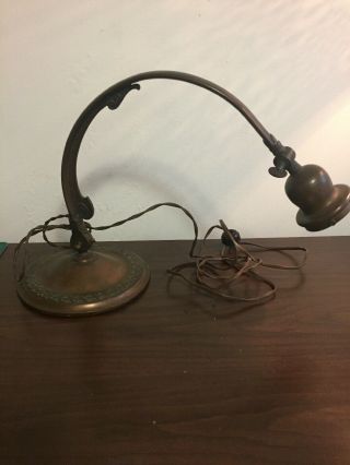 Antique Handel Goose Neck Table Lamp Base Cir 1910 Art Nouveau 9