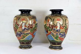 A Large Vintage Satsuma Vases Japanese Decorative Mid 20th Century