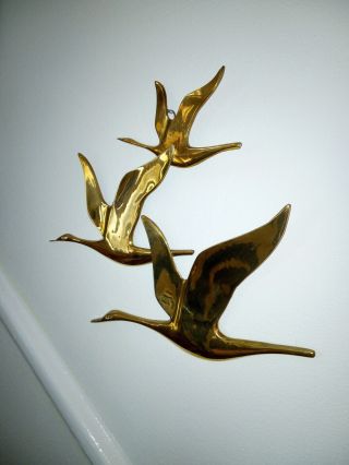 Vintage Midcentury Modern Brass Flying Geese Wall Art
