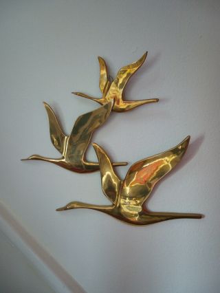 Vintage Midcentury Modern Brass Flying Geese Wall Art 2