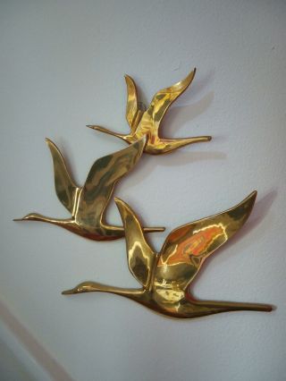 Vintage Midcentury Modern Brass Flying Geese Wall Art 3