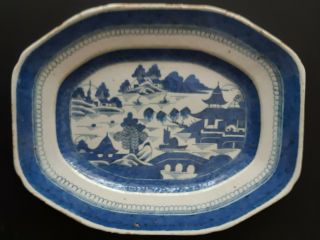 Large 18th Century Chinese Export Blue And White Canton Platter