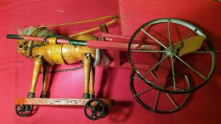 Extremely RARE antique SCHOENHUT articulated horse Pull toy Wagon 6