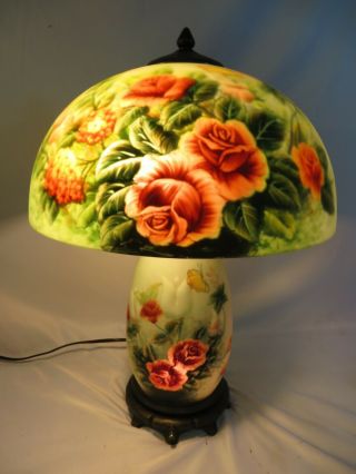 Vintage Reverse Painted Table Lamp