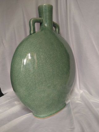 Antique Chinese Porcelain Celadon Crackle Glaze Moon Flask vase 8
