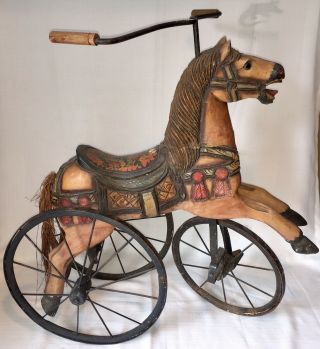 Antique Wooden Horse Tri - Cycle