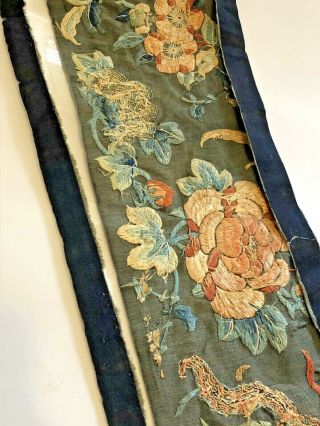 Antique Chinese Silk Embroidered Fabric Panel Wall Hanging Tassel 1850 5