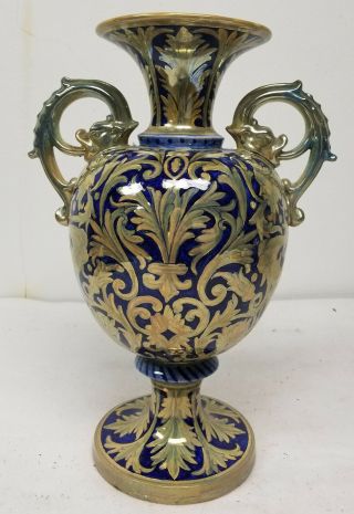 Vintage Italian Della Robia Amphora Hispano Moresque Majolica Maiolica Lustre