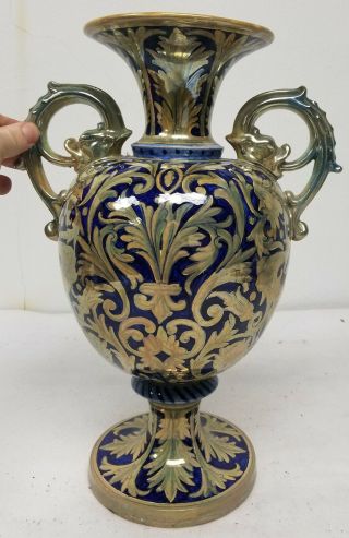 Vintage Italian Della Robia Amphora HIspano Moresque Majolica Maiolica Lustre 2