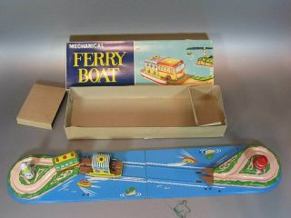 Vintage Y Sanko Mechanical Ferry Boat No.  940 Tin Litho Wind Up W/ Box