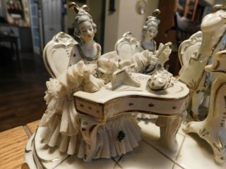 Antique Dresden Porcelain Lace Figural Figurine Musician Group Figurine - Germany 4