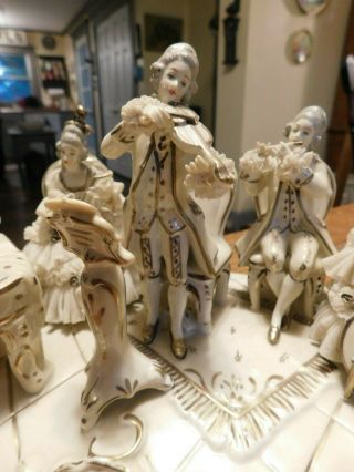 Antique Dresden Porcelain Lace Figural Figurine Musician Group Figurine - Germany 8