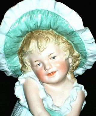 Antique German Gebruder Heubach Sunbonnet Girl Doll Piano Baby Bisque Figurine